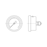 Манометр от 0 до 100 бар из нержавеющей стали, D63 мм, NPT 1/4", штуцер сзади по центру A-Flow G22-S-4N-63B-100bar