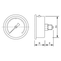 Манометр от 0 до 10 бар из нержавеющей стали, D40 мм, NPT 1/8", штуцер сзади по центру A-Flow G30-S-2N-40B-10bar