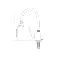 Смеситель для кухни Melodia della vita ostessa картр. д.40мм, гибкий излив с лейкой 2 реж., чёрный/хром mdv40616black 10656