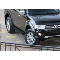 Алюминиевые пороги Rival Silver Mitsubishi Pajero Sport II 2008-2016, 2 шт., F173AL.4003.1