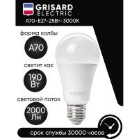 Светодиодная лампа Grisard Electric шар A70 E27 25Вт 3000K (3 штуки) GRE-002-0100(3)