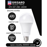 Светодиодная лампа Grisard Electric шар A70 E27 25Вт 6500K (10 шт/уп) GRE-002-0102