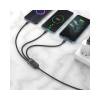 Usb кабель Hoco u104 lightning 8-pin/microusb/type-c, 3в1, 1м, нейлон (черный) 0L-00057781