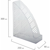 Вертикальный лоток для бумаг BRAUBERG "Standard+", 250х90х300 мм, прозрачный 237227