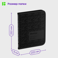 Папка на молнии BERLINGO DoubleBlack А5+, 600 мкм, черная, с рисунком ZF5_A5701