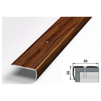 Порог угловой алюминиевый (40х20 мм; 0.9 м; декоративный; мербау) Лука 00000002523