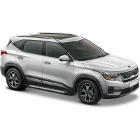 Пороги на автомобиль Rival Bmw-Style круг для Kia Seltos 2020-н.в./Soul III 2019-н.в., 180 см, 2 шт., алюминий D180AL.2805.1