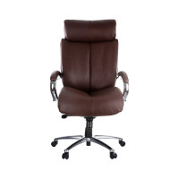 Кресло руководителя Helmi HL-ES03 Invincible повышенной прочности, кожа коричневая, хром 282339