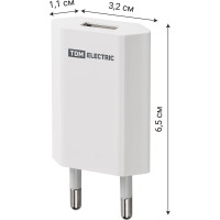 Сетевое зарядное устройство TDM ELECTRIC ELECTRIC СЗУ 1, 1 А, 1 USB, белый, SQ1810-0001