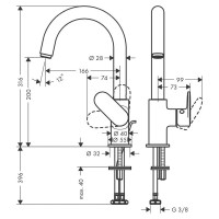 Смеситель для раковины Hansgrohe Vernis Blend 210 со сливным гарнитуром, хром 71554000