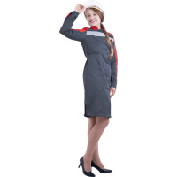 Летний женский халат ГК Спецобъединение РОУД, серый-красный Хал 745/120/158