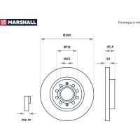 Тормозной диск передний Audi A3 8P 03-, Skoda Octavia II A5 04-, VW Caddy III 04- / Golf MARSHALL M2000421