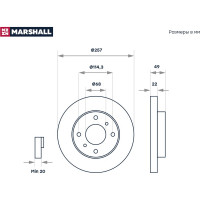 Тормозной диск передний Nissan Almera Classic 06- / Almera II N16 00- / Primera I P10, MARSHALL M2000427