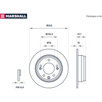 Тормозной диск задний Hyundai i30 I, II 07- / ix35 10-, Kia Cee'd I 06- / Sportage III 10- MARSHALL M2000420