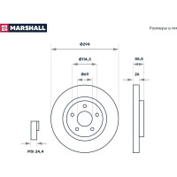 Тормозной диск передний Mitsubishi ASX 13- / Outlander III 12-, Peugeot 4008 12- MARSHALL M2000514