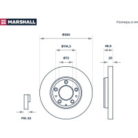 Тормозной диск передний Mazda 6 I GG 02- MARSHALL M2000573