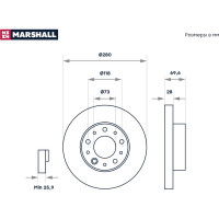 Тормозной диск передний Citroen Jumper II 06-, Fiat Ducato III 06-, Peugeot Boxer II 06- MARSHALL M2000585