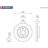 Тормозной диск передний Honda Civic IV-VIII 89- / CR-X II, III 89- / Fit II 08- / Jazz III MARSHALL M2000581
