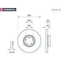 Тормозной диск передний Ford Transit VI 00- MARSHALL M2000627