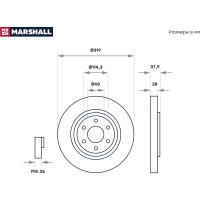 Тормозной диск передний Nissan Navara III 04- / Pathfinder III 05- MARSHALL M2000592