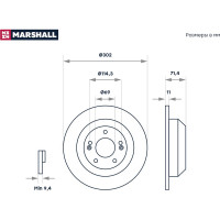 Тормозной диск задний Hyundai Santa Fe II, III 09-, Kia Sorento II 09- MARSHALL M2000474