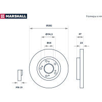 Тормозной диск передний Honda Civic VII-IX 01- / CR-V II 01- / FR-V 04- / Stream I 01- MARSHALL M2000465