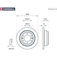Тормозной диск задний Hyundai H-1 II 08- MARSHALL M2000560