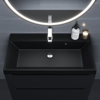 Кварцевая раковина для ванной комнаты uperwood Classic Quartz 80 см, черная матовая, космос 291030022