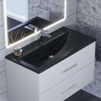 Кварцевая раковина для ванной uperwood Foster Quartz 90 см, черная матовая, уголь 291030042