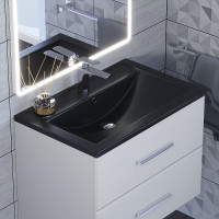 Кварцевая раковина для ванной uperwood Foster Quartz 70 см, черная матовая, уголь 291030034