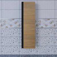Шкаф-пенал для ванной комнаты uperwood Barsa_35х28х120 см, подвесной, черный/дуб сонома 293020545