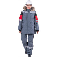 Зимняя куртка iForm ХАЙ-ТЕК SAFETY серый-красный-черный, женская Кур 237/112/170