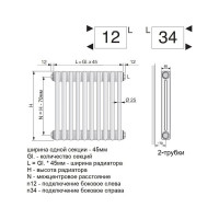Трубчатый радиатор Arbonia 2057/20 № 12 RAL9016 3/4