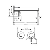 Внешняя часть настенного смесителя для раковины Hansgrohe 2 отверстия 76050670 00000093302