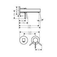 Внешняя часть настенного смесителя для раковины Hansgrohe Finoris на 2 отверстия 76051000 00000094506