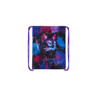 Мешок для обуви BRAUBERG Premium Neon cat, карман, подкладка, светоотражайка, 43x33 см 271621