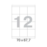 Этикетки самоклеящиеся 70х67,7 мм, 12 шт. на лист.А4 100л Attache 1212986