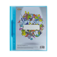 Папка для дипломных работ №1 School портфолио ученика на 2х кольцах, с 20 файлами, голубая 390813
