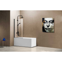 Душевая шторка на ванну VINCEA 800x1400, вороненая сталь, стекло прозрачное VSB-11800CLGM
