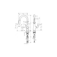 Кухонный смеситель Hansgrohe Talis M51 однорычажный, 160, с вытяжным душем, 2jet 72815000