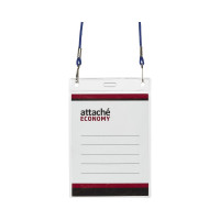 Бейдж Attache 138x96 150 мкм, шнурок 2заж 45 см синий, вкладыш 120x90 5 шт в упаковке 1658139