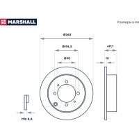 Тормозной диск задний Mitsubishi Galant VII, VIII 92- / Lancer IX 03- / Space Runner I 91- MARSHALL M2000428