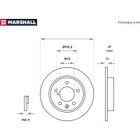 Тормозной диск задний Mazda 3 I BK, II BL 03- MARSHALL M2000498