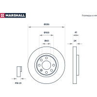 Тормозной диск передний Chevrolet Lanos 05-, Daewoo Espero 93-, Opel Astra F 91-, ZAZ Sens MARSHALL M2000425