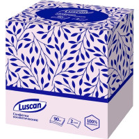 Косметические салфетки Luscan 2 слоя 90 шт в упаковке в кубе белые 1519344