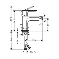 Смеситель для биде Hansgrohe Rebris e, матовый черный 72210670 00000122447