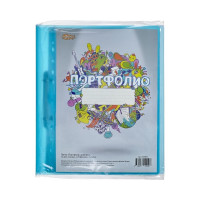 Папка для дипломных работ №1 School портфолио ученика на 2х кольцах, с 20 файлами, голубая 390813