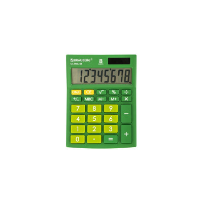 Настольный компактный калькулятор BRAUBERG ULTRA-08-GN 250509