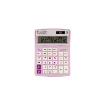 BRAUBERG Калькулятор настольный EXTRA PASTEL-12-PR 206x155мм, 12 разрядов, СИРЕНЕВЫЙ, 250489