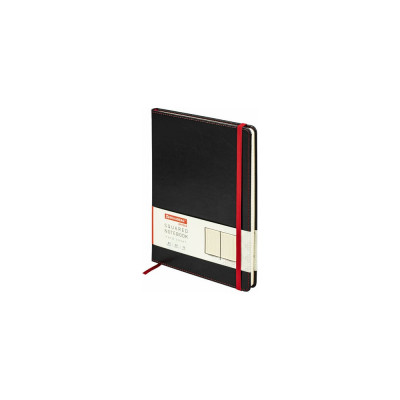 BRAUBERG Блокнот БОЛЬШОЙ ФОРМАТ 180x250мм B5,Office под кожу 80л, клетка, черный, 113309